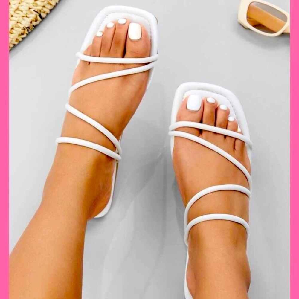SHEIN White Minimalist Slide Sandals